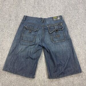 Coogi Shorts Mens 42 Blue Denim Bermuda Relaxed Fit Studded 12 Inseam‎ Pockets